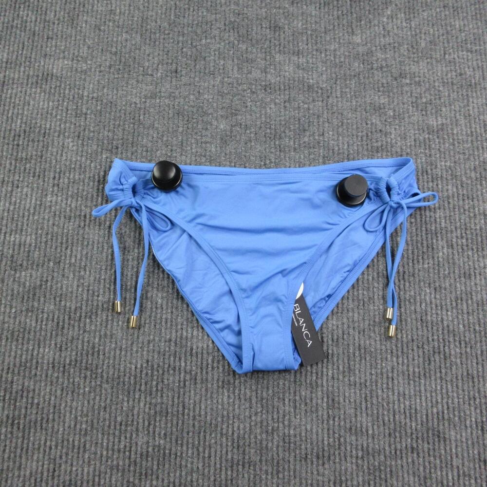 La Blanca Bikini Bottom Womens 14 Blue Adjustable Lined UPF 50+ Logo NWT
